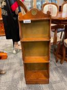 THREE TIER PINE WALL MOUNT KNICK-KNACK SHELF WITH STORAGE DRAWER