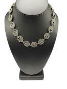VINTAGE DESIGNER JUDITH JACK STERLING SILVER AND MARCASITE OVAL LINK NECKLACE