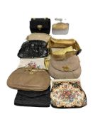 ASSORTED WOMAN'S EVENING BAGS AND CLUTCHES, EMBROIDERED BAG, FAUX LEATHER AND SUEDE BAGS, ETC.