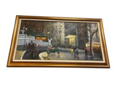 VINTAGE MID-CENTURY ORIGINAL OIL ON CANVAS NEW YORK STREET SCENE PAINTING SIGNED 