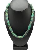 VINTAGE GREEN TURQUOISE HEISHI BEAD NECKLACE