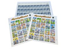 MINT UNCUT SHEETS OF 1983 U.S. BABE RUTH 20 CENT STAMPS AND TWO 2000 LEGENDS OF BASEBALL 33 CENT