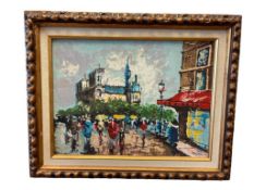 A. LEAVRIO SPANISH ARTIST ORIGINAL OIL ON CANVAS STREET SCENE PAINTING
