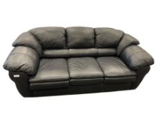 U.S.A. MADE HICKORY SPRINGS MFG CO FAUX BLACK LEATHER SLEEPER SOFA