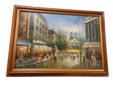 ORIGINAL OIL ON CANVAS PARISIAN STREET SCENE PAINTING