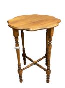 ANTIQUE WALNUT SCALLOPED EDGE SIDE TABLE