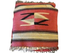 20TH CENTURY NATIVE AMERICAN CHIMAYO THROW PILLOW FEATURING GEOMETRIC DESIGN WITH THICK BANDS
