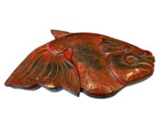 ANTIQUE PORTABLE/ TRAVEL CHINESE LACQUERED WOODEN FISH BOX WITH SCALE INSIDE