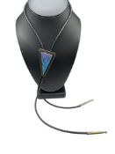 UNIQUE SILVER PLATED IRIDESCENT METALLIC MAZE BOLO TIE
