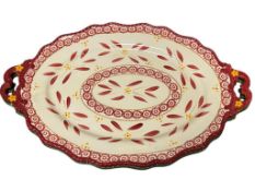 TEMTATIONS BY TARA RED AND GREEN OLD WORLD PATTERN SWERVING PLATTERS
