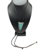 VINTAGE NAVAJO STERLING SILVER TURQUOISE BOLO TIE