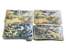 BLUE AND WHITE JAPANESE RECTANGULAR SHAPED PORCELAIN DISHES
