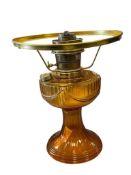 1940'S ALADDIN AMBER LINCOLN DRAPE GLASS OIL LAMP