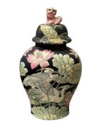 1970'S FAMILLE NOIR VINTAGE HAND PAINTED PORCELAIN JAR