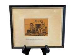 INK SKETCH OF INTERNATIONALY KNOWN NATIE AMERICAN POTTERS MARIA AND JULIAN MARTINEZ