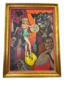 VINTAGE ORIGINAL OIL ON BOARD PAINTING OF VIRGINIA CITY'S COMSTOCK SALOON WITH PROMINENT FIGURE