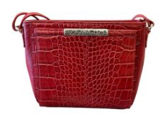 BRIGHTON RED LEATHER ALLIGATOR GRAIN EMBOSSED CROSSBODY LADIES BRIGHTON PURSE BRIGHTON