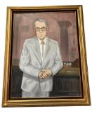 1985 ORIGINAL OIL ON CANVAS PAINTING OF PICK HOBSON OVERLAND CASINO RENO, NV SIGNED 