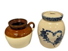 ROSEVILLE POTTERY STONEWARE BEAN POT AND MARSHALL POTTERY CROCK