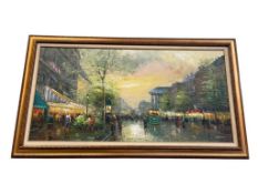 SIGNED ALBERT ORIGINAL OIL ON CANVAS PARISIAN STREET SCENE PAINTING