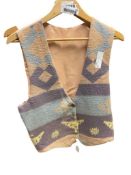 THREE VESTS CAMP BLANKET VEST, TURKEY CARPET VEST, AND VINTAGE RED SUEDE VEST