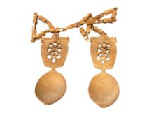 VINTAGE NORWEGIAN HAND CARVED WOOD WEDDING SPOONS