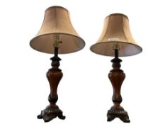 REGENCY CONTERMPORARY BRONZE FINISH TABLE LAMPS WITH BRONZE TEXTILE SHADES