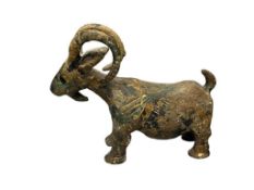 20TH CENTURY JAPANESE IRON BIG HORN SHEEP FIGURAL INCENSE BURNER / HOLDER