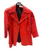 WOMANS RED FAUX LEATHER JACKET