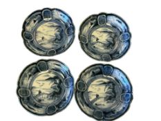 ANTIQUE JAPANESE ARITA IMARI BLUE AND WHITE PORCELAIN DISHES IN MOKKO FORM