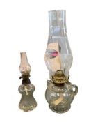 1871 LOMAX OIL GUARD LAMP GLASS OIL LAMP AND P&A ACORN SWIRL MINI OIL LAMP