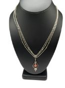 VINTAGE NAVAJO STERLING SILVER LIQUID SILVER INLAID CORAL PENDANT NECKLACE