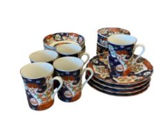 JAPANESE KOZAN KILN MINO WARE CHINA SET TRADITIONAL JAPANESE DESIGN WITH FLOWERS, WAVES, ETC