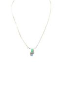 STERLING SILVERAUSTRALIAN FIRE OPALITE, AMETHYST, AND CZ PENDANT ON STERLING SILVER NECKLACE