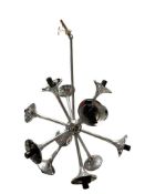 12 ARM CHROME SPUTNIK MID-CENTURY MODERN RETRO PENDANT LIGHT FIXTURE