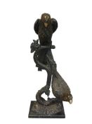 STUNNING JULES MOIGNIEZ BRONZE SCULPTURE FEATURING TWO PARROTS ON TREE LIMBS