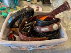 14 ASSORTED LADIES BELTS, MOSTLY LEATHER BELTS VARIOUS DESIGNS, MOSTLY WESTERN STYLE BELTS