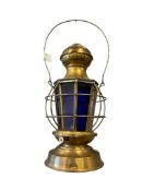 H. COULTER BRASS LANTERN WITH RED, BLUE, AND CLEAR WINDOWS