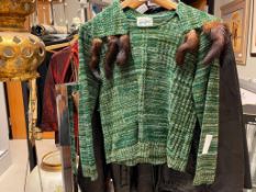 VINTAGE WOMANS CLOTHING LADY ANNE KNITTED SHIRT AND SKIRT AND VELVET SHIRT