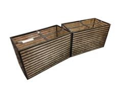 PAIR OF VINTAGE METAL GRATE AND MICA SHADE LAMP SHADES