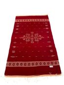 EARLY 20TH CENTURY MEXICO SALTILLO SERAPE MAROON RUG