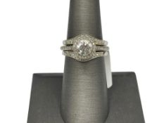 1.00CT CENTER DIAMOND 14K WHITE GOLD ENGAGEMENT RING WEDDING SET