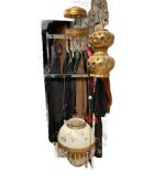 VICTORIAN PERIOD OIL CONERTED TO ELCTRIC HANGING LAMP WITH PRISMS