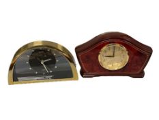 SEIKO QUARTZ MANTLE CLOCKS, HALF MOONREGENCY CLOCK AND EMBLEM WOODEN CLOCK