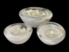 KOSTA BODA ATOLL VOTIVE VOTIVE HOLDERS AND BOWL