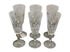 WATERFORD CRYSTAL LISMORE CHAMPAGNE FLUTES, TOTAL OF SIX