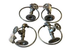 SET OF FOUR NEW OPEN BOX SPIGOT TOWEL RINGS DISTRESSED IRON FINISH
