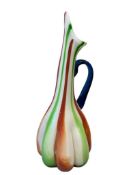 MID-CENTURY ITALIAN HAND BLOWN ART GLASS TALL GLASS PITCHER