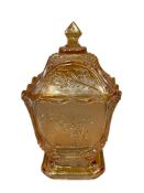 VINTAGE 1960'S IMPERIAL GLASS ROSE IN SNOW MARIGOLD COVERED CANDY DISH