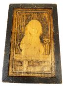 19TH CENTURY PYROGRAPHY ETCHING OF A YOUNG GIRL, POSSIBLY DUTCH